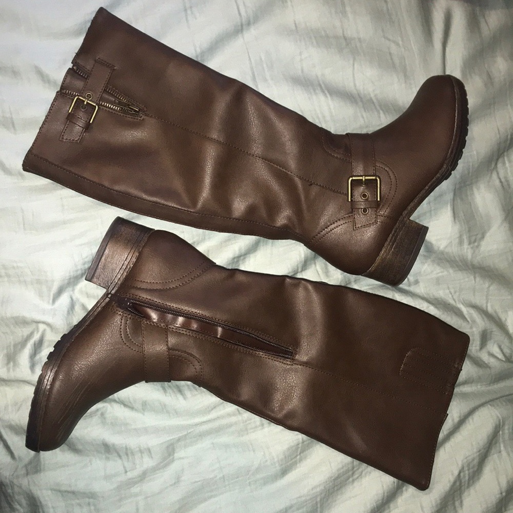 High brown boots